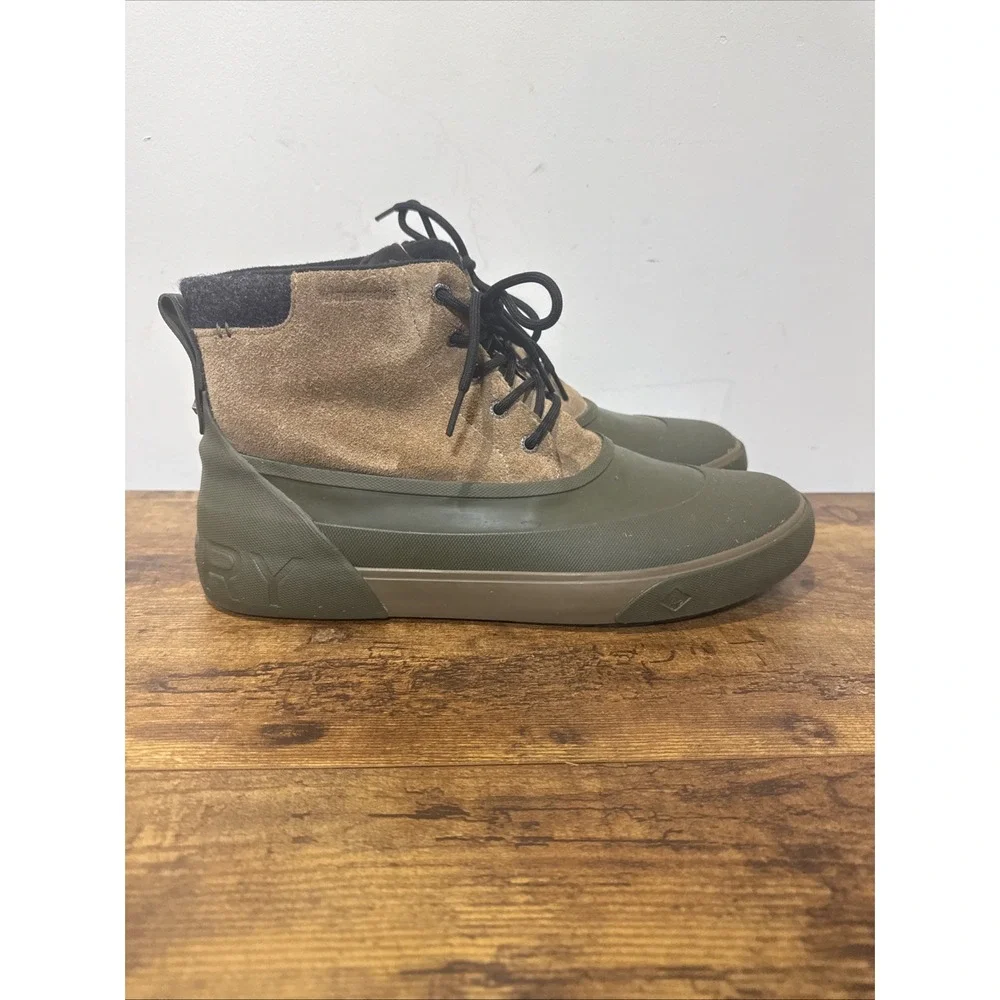 Sperry Men's Duck Boots Leather Upper Lace-Up Ankle Brown/Green US 11